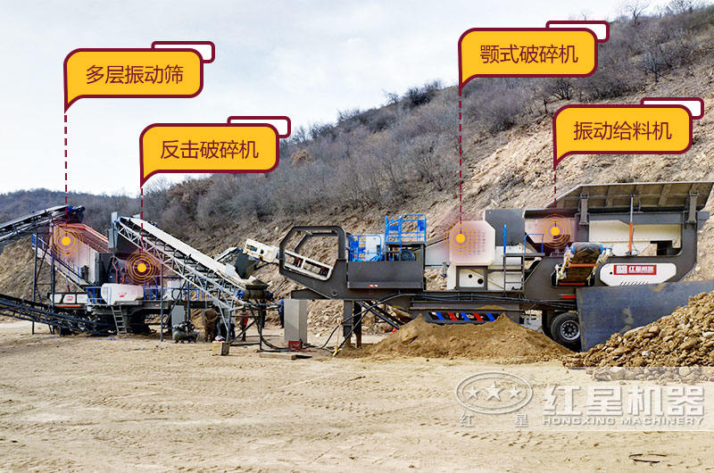 大型移動破碎站生產現場,空間占地小,移動靈活 大型移動破碎站生產現場,空間占地小,移動靈活