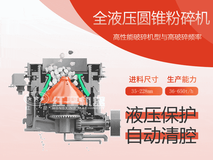 全液壓圓錐粉碎機，產量36-650t/h