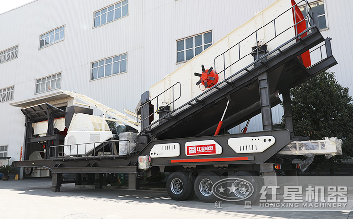 石英石移動(dòng)重錘破+篩分一體機(jī)，一次成型，占地面積小，砂廠必備 